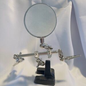 Third Hand Soldering Iron Stand Clamp Vise Magnifying Glass Jewelry Holder Tool